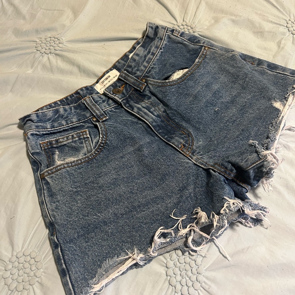 Cotton On Blue Distressed Jean Shorts